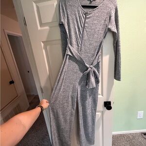 Missguided Heather Gray Zip-Up Top